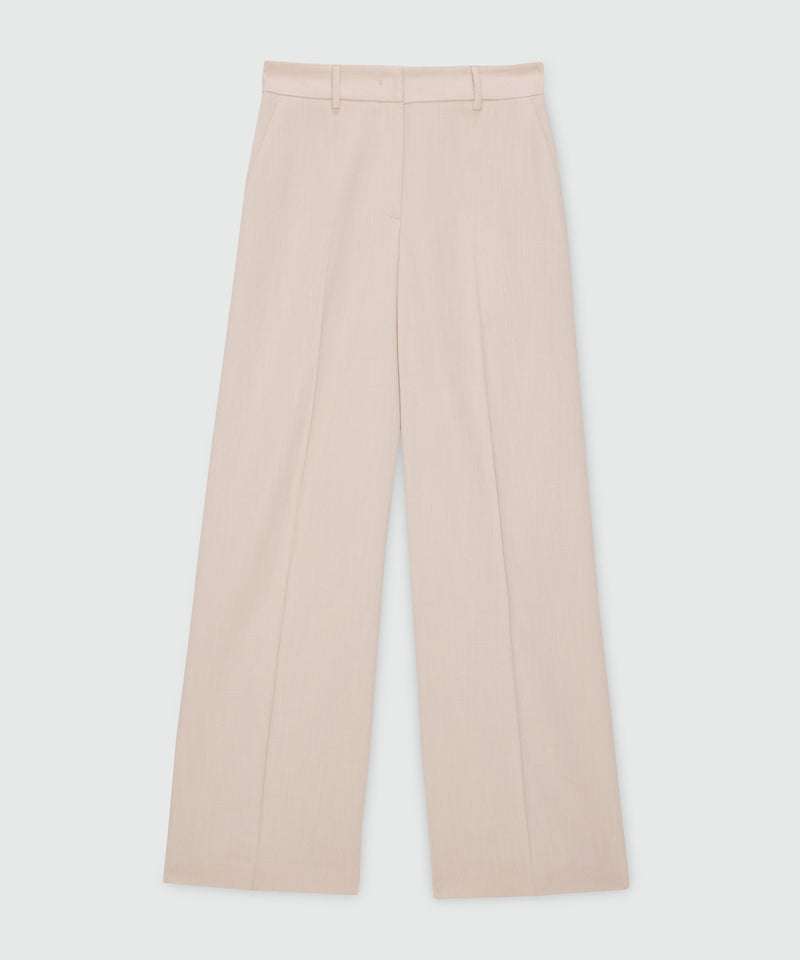 Beige wide-leg viscose-blend canvas trousers 21 Donna 