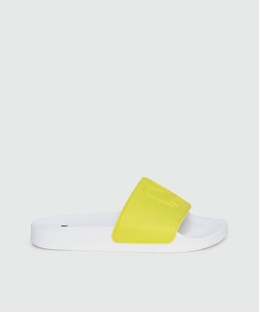 Lime rubber sandals with raised logo