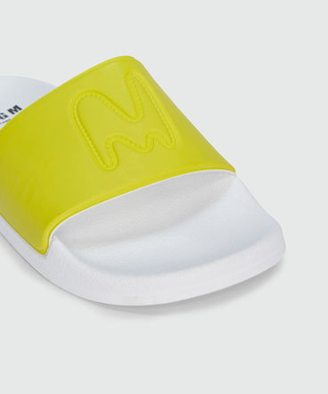 Lime rubber sandals with raised logo