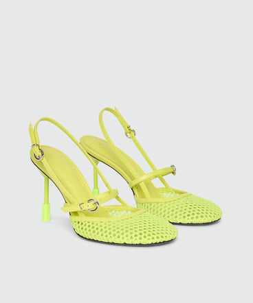 Lime slingback heels with strap