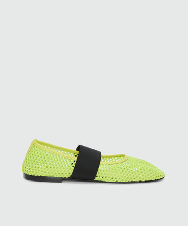Lime mesh ballerina flats