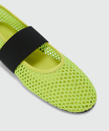Lime mesh ballerina flats