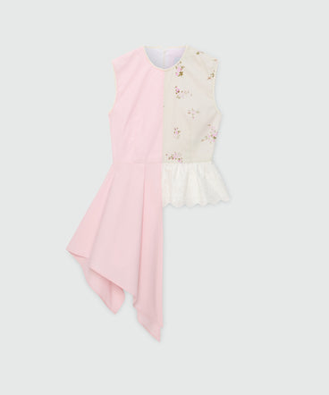 Pink patchwork poplin and Sangallo top