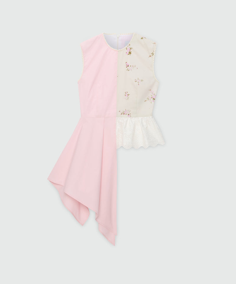 Pink patchwork poplin and Sangallo top 21 Donna 