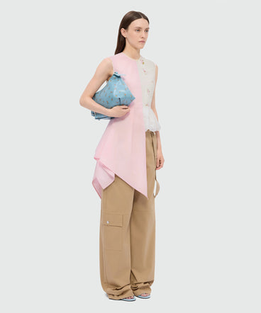 Pink patchwork poplin and Sangallo top