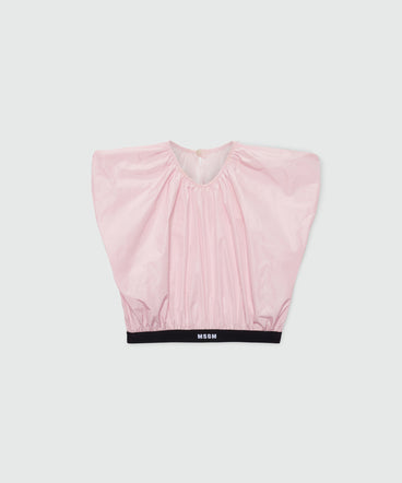 Pink cropped taffeta blouse