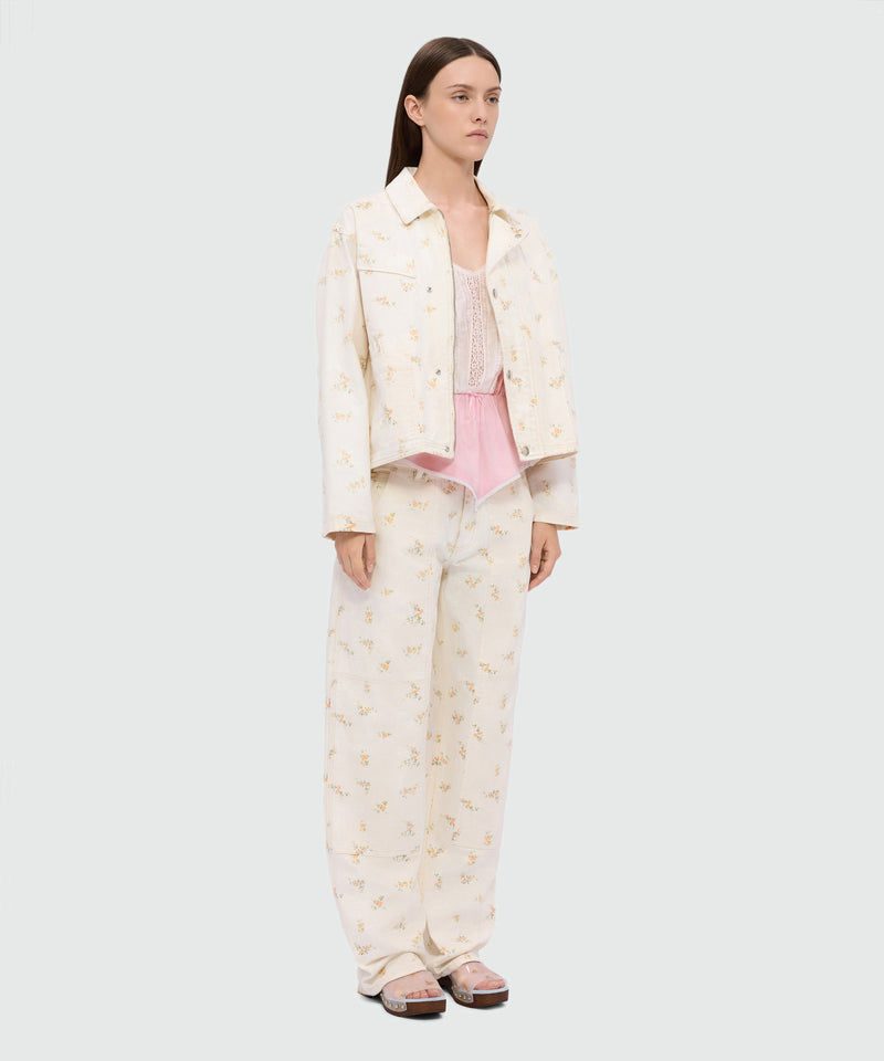 Pink cotton poplin top with lace inserts 12 Donna 