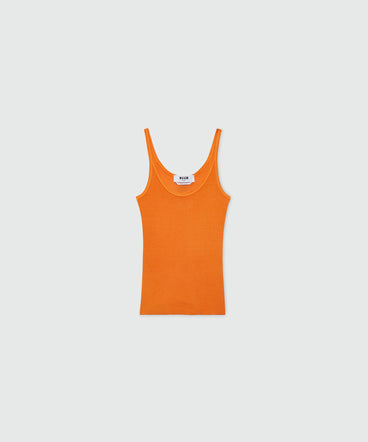Orange ribbed viscose top