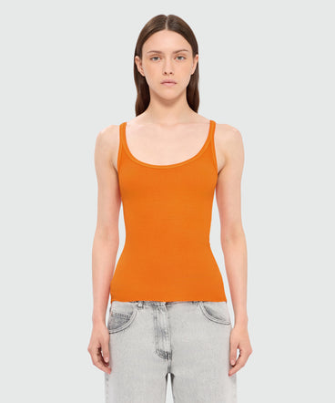 Orange ribbed viscose top