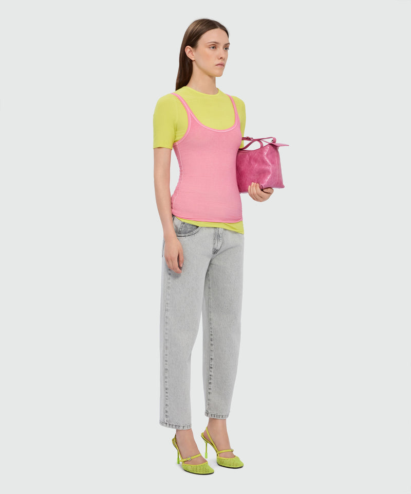 Pink ribbed viscose top 19 Donna 