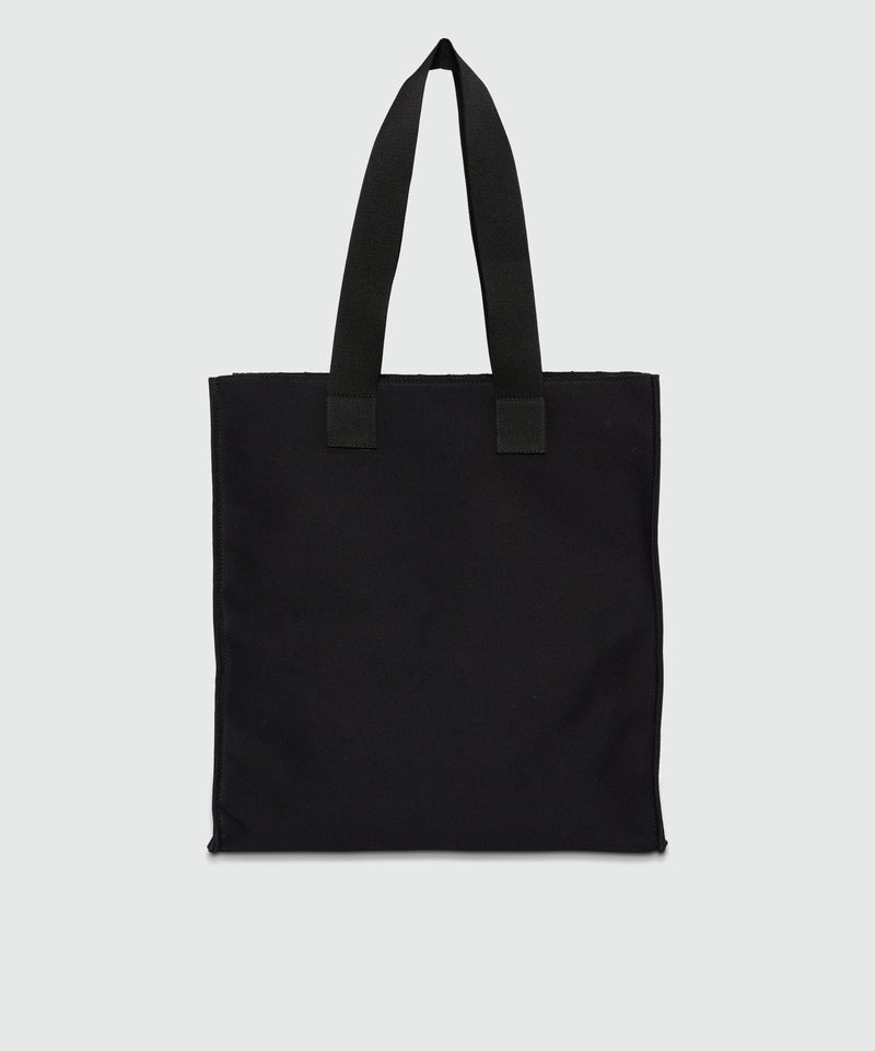 Tote nera in canvas con stampa e manici in tono 99 Donna 