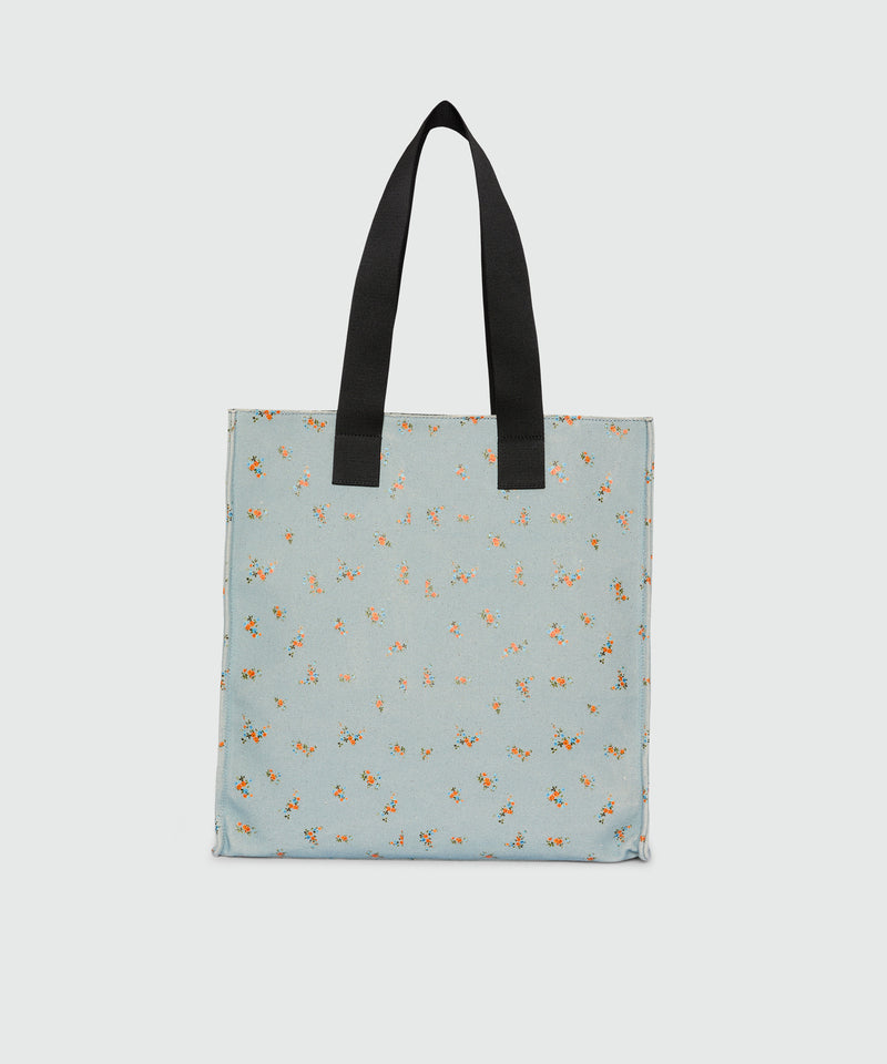 Light blue canvas tote with print and contrasting handles 84 Donna 