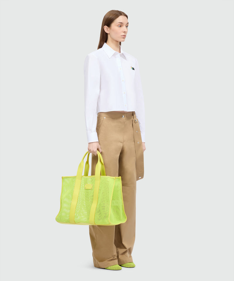 Lime maxi mesh tote with logo on the front 33 Donna 