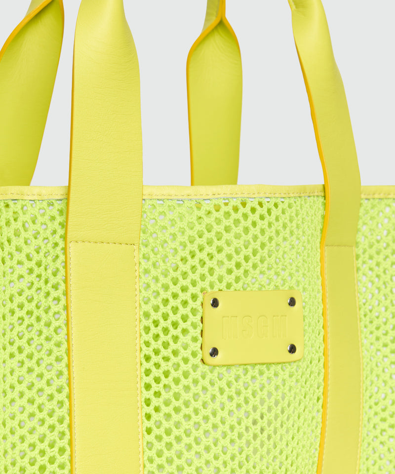Lime maxi mesh tote with logo on the front 33 Donna 
