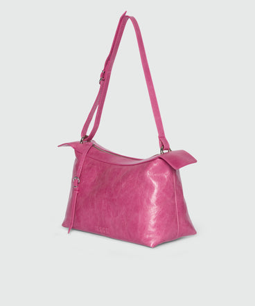 The Molly pink crackled leather shoulder bag