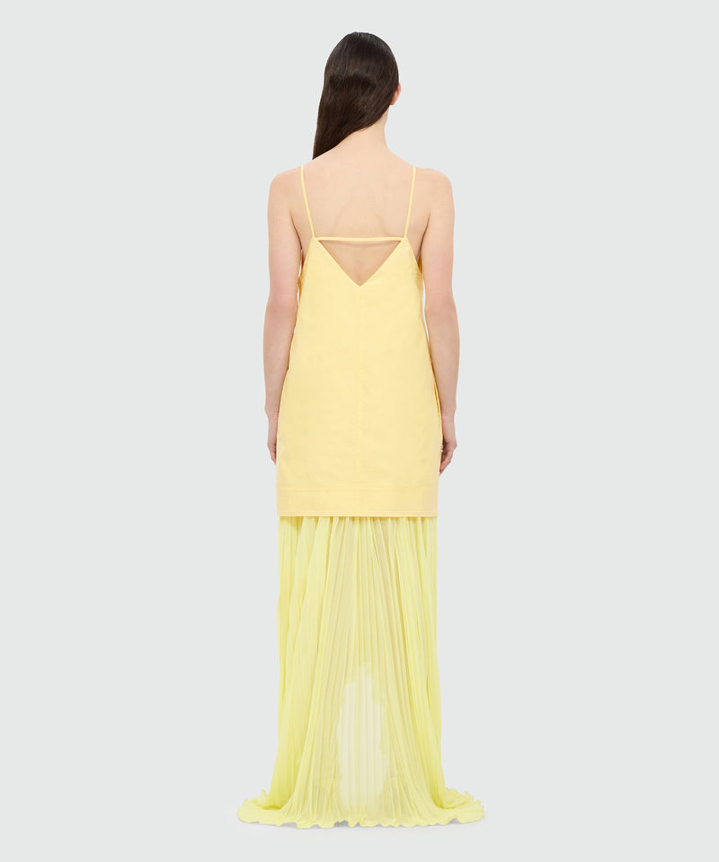 Yellow midi poplin dress with studs. 06 Donna 
