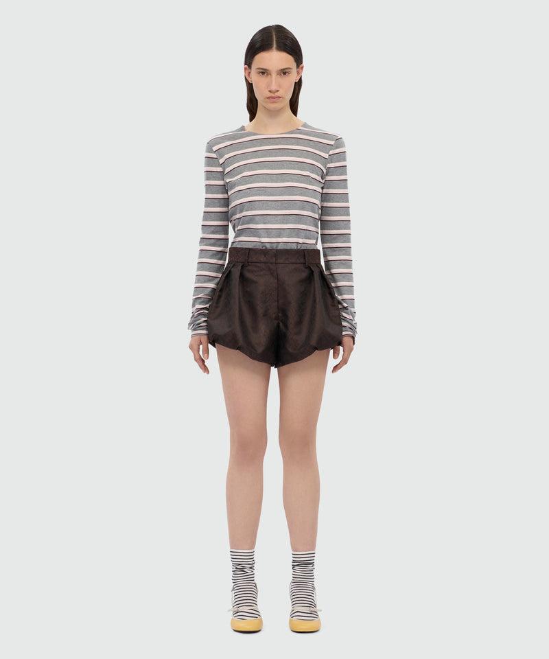 Brown jacquard shorts with python print. 30 Donna 