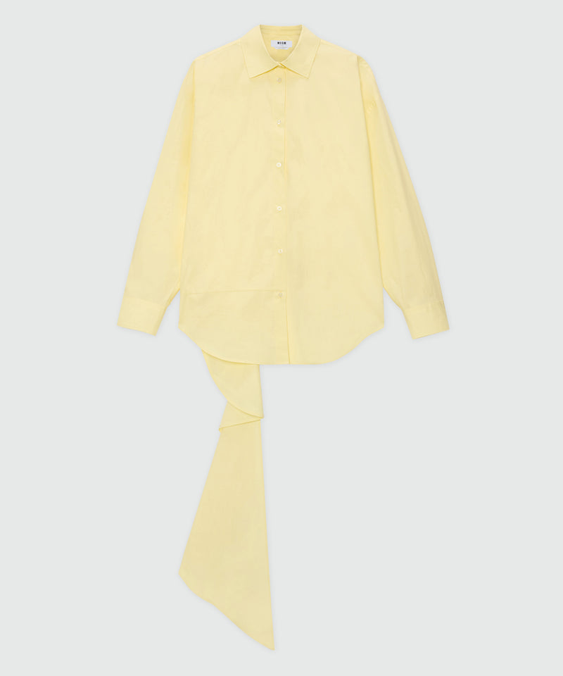 Yellow cotton poplin shirt with asymmetrical detail. 06 Donna 