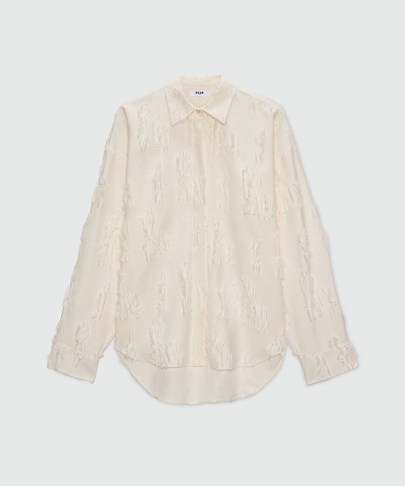 White fil coupe shirt with frayed details. 02 Donna 