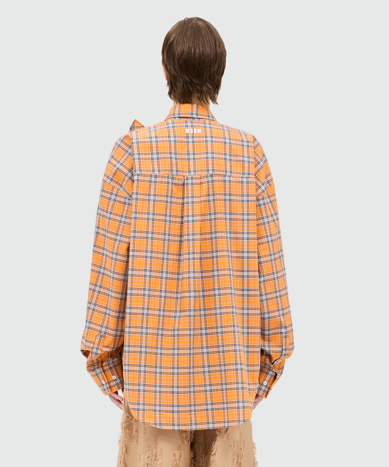 Orange check poplin shirt with ruffle. 10 Donna 