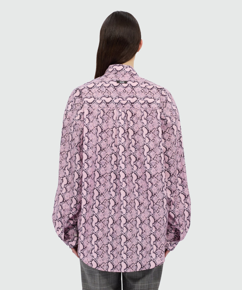 Pink python print poplin shirt with ruffle. 12 Donna 