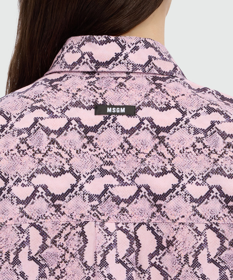 Pink python print poplin shirt with ruffle. 12 Donna 