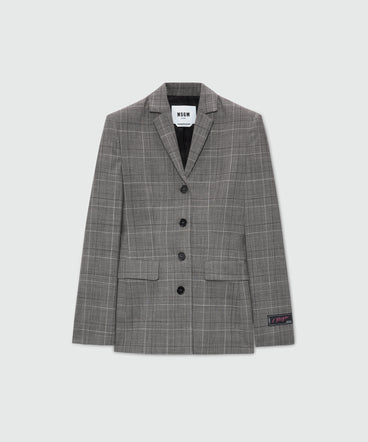 Prince of Wales wool single-breasted jacket.