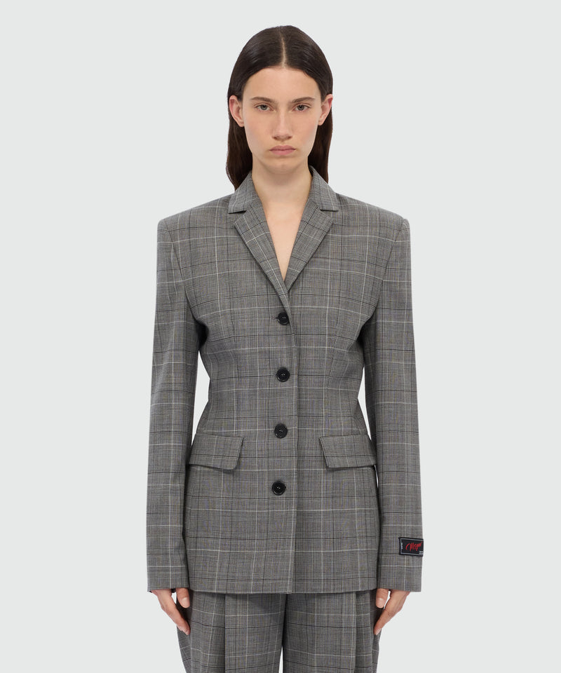 Prince of Wales wool single-breasted jacket. 98 Donna 
