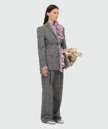 Prince of Wales wool single-breasted jacket.