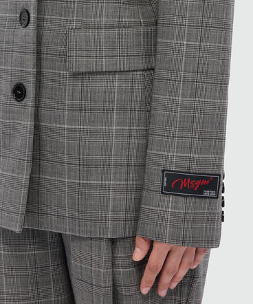 Prince of Wales wool single-breasted jacket.