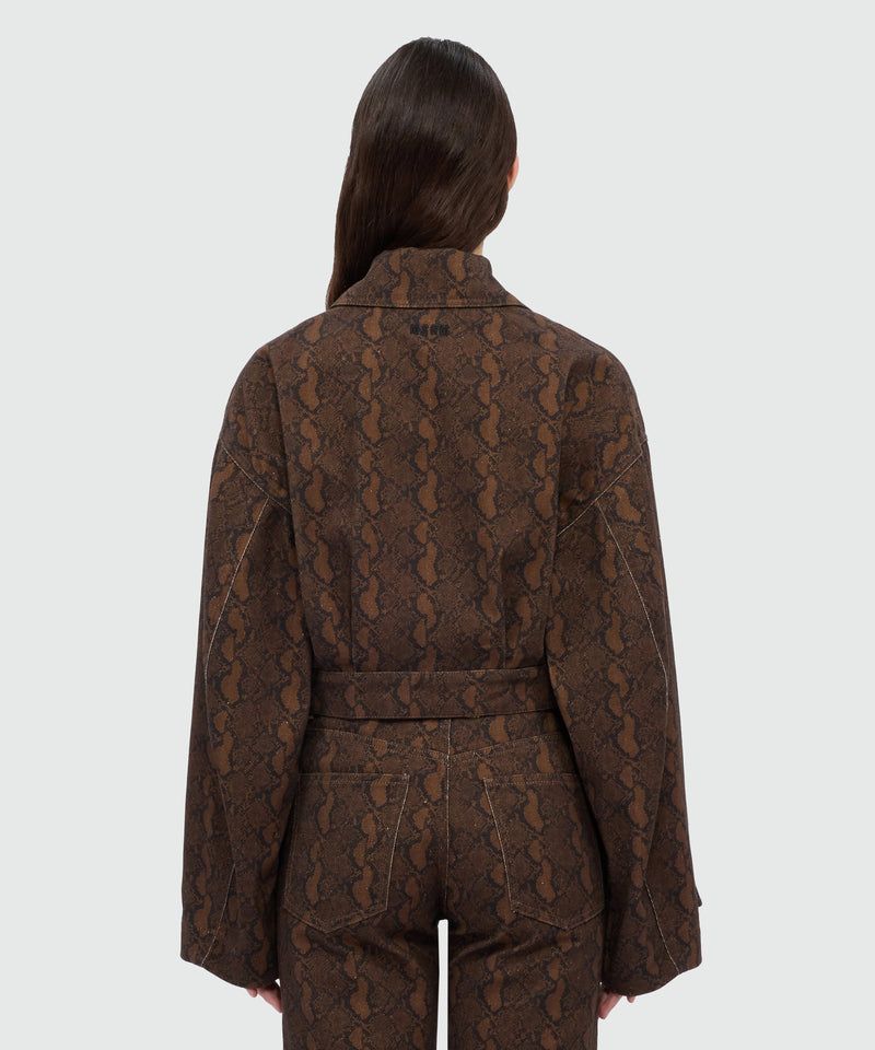 Python print gabardine cropped jacket. 30 Donna 