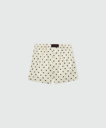 Polka dot cotton poplin boxer shorts.