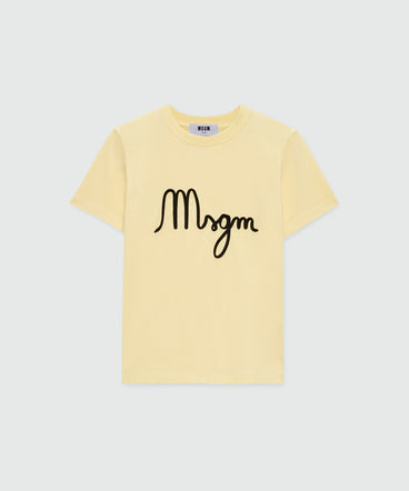 Yellow T-shirt with MSGM graphic print.