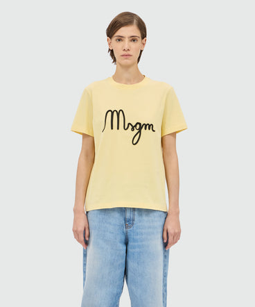 Yellow T-shirt with MSGM graphic print.