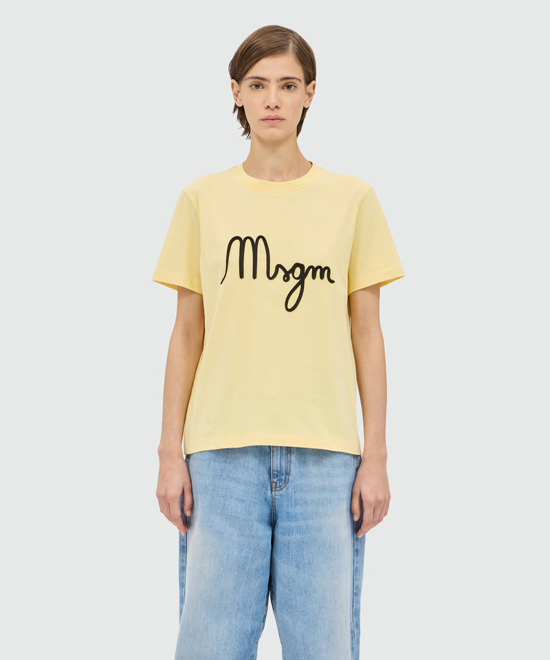 Yellow T-shirt with MSGM graphic print. 04 Donna 