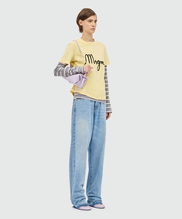 Yellow T-shirt with MSGM graphic print.