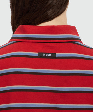 Polo patchwork in jersey a righe con maniche a contrasto
