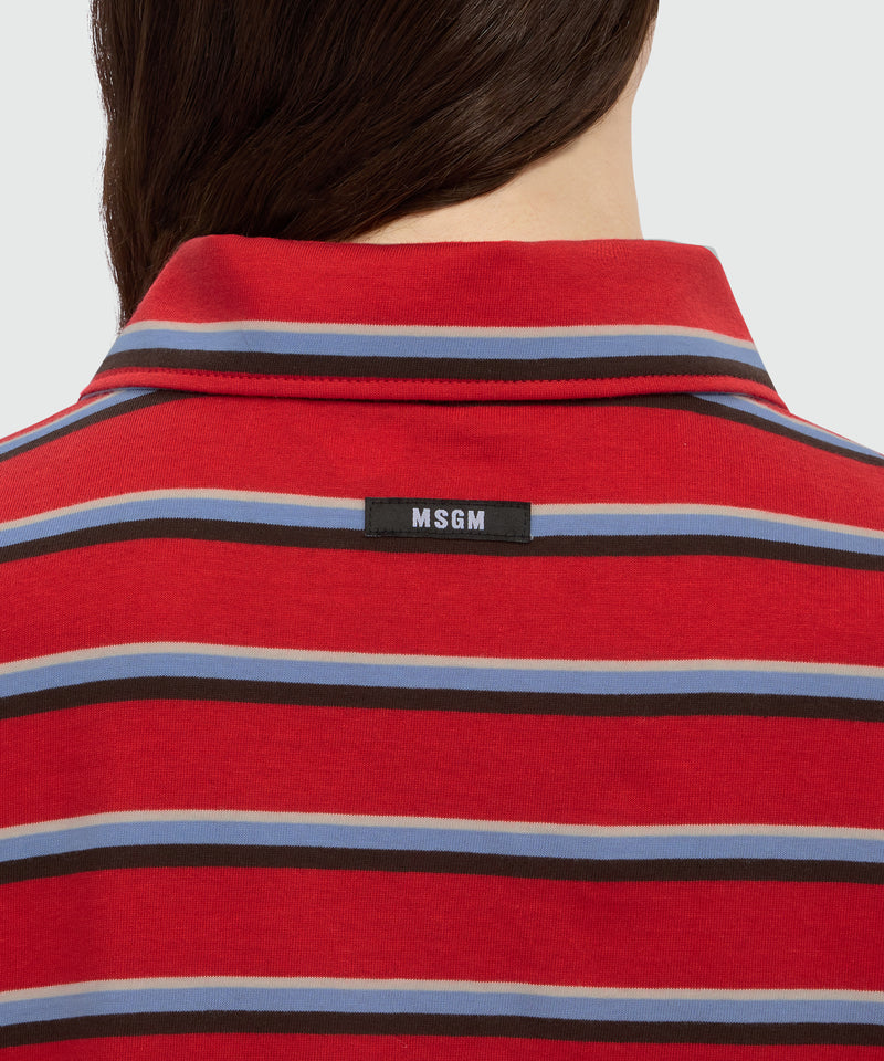Polo patchwork in jersey a righe con maniche a contrasto 18 Donna 
