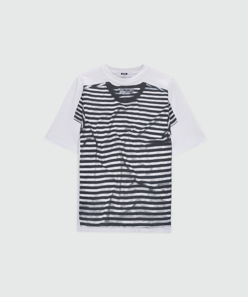 Jersey T-shirt with striped print. 01 Donna 
