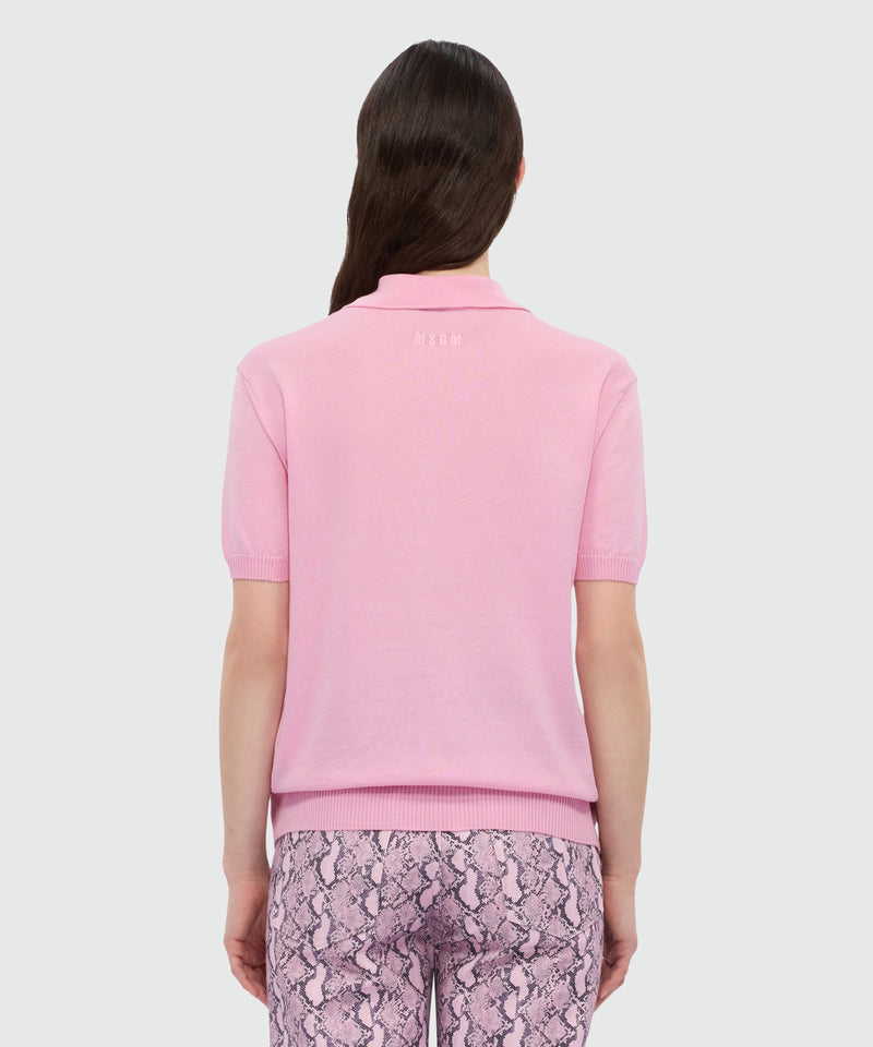 Pink knit polo with studs. 12 Donna 
