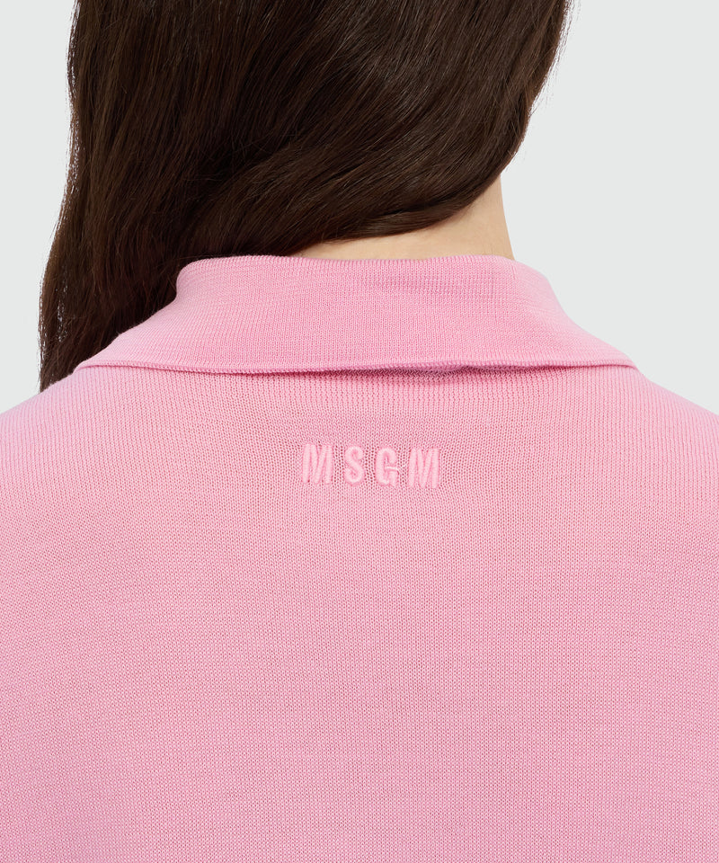 Pink knit polo with studs. 12 Donna 