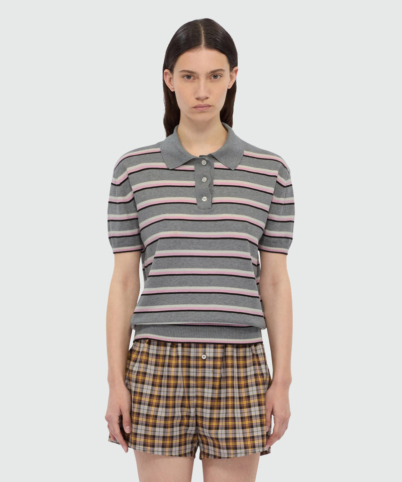 Horizontal striped knit polo. 98 Donna 