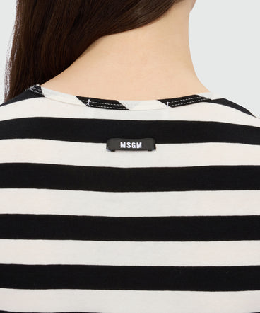 White and black striped cotton jersey T-shirt.