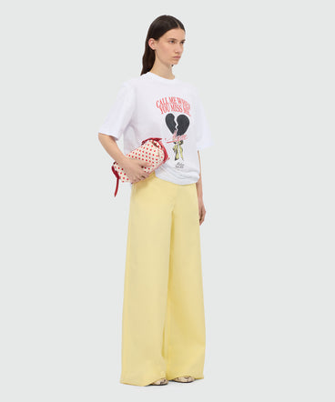 White T-shirt with MSGM "Call me when you miss me" graphic print.