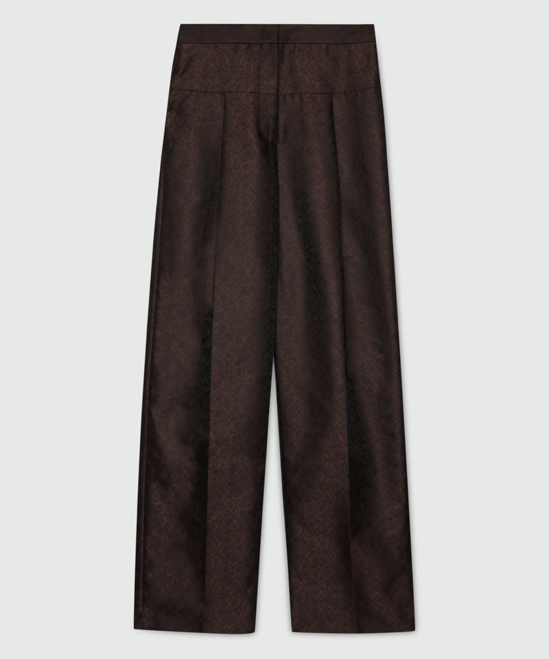 Brown wide-leg jacquard trousers with python print. 30 Donna 