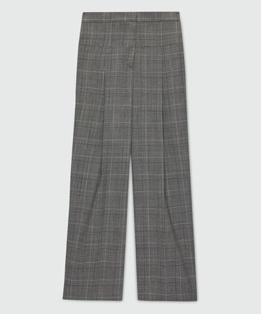 Wide-leg Prince of Wales wool trousers.