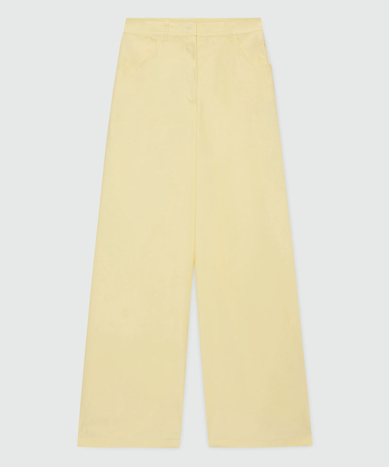 Yellow wide-leg cotton poplin trousers. 06 Donna 