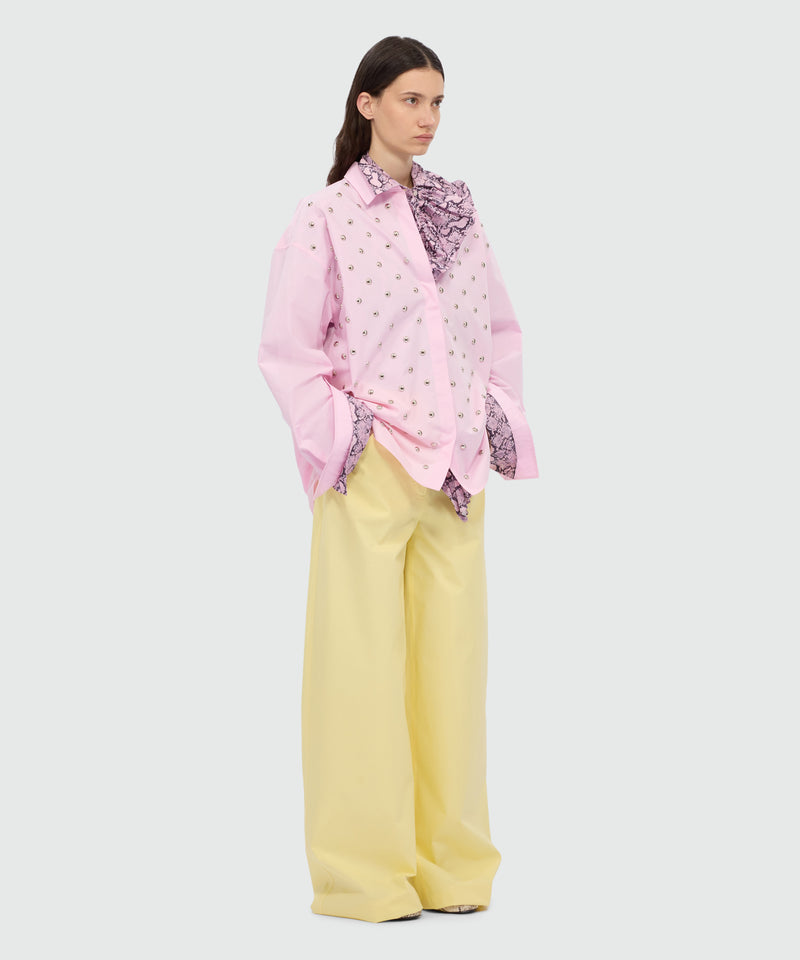 Yellow wide-leg cotton poplin trousers. 06 Donna 