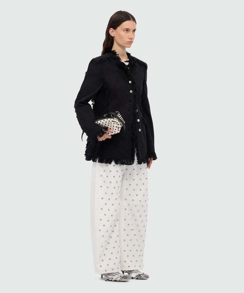 White barrel-fit trousers with studs. 02 Donna 