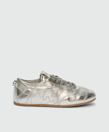 Sneakers super flat in argento metallizzato